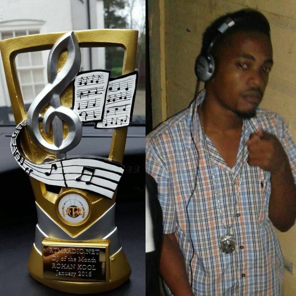 Rohan Kool with his RTMRADIO.NET DJ of the Month trophy, January 2016