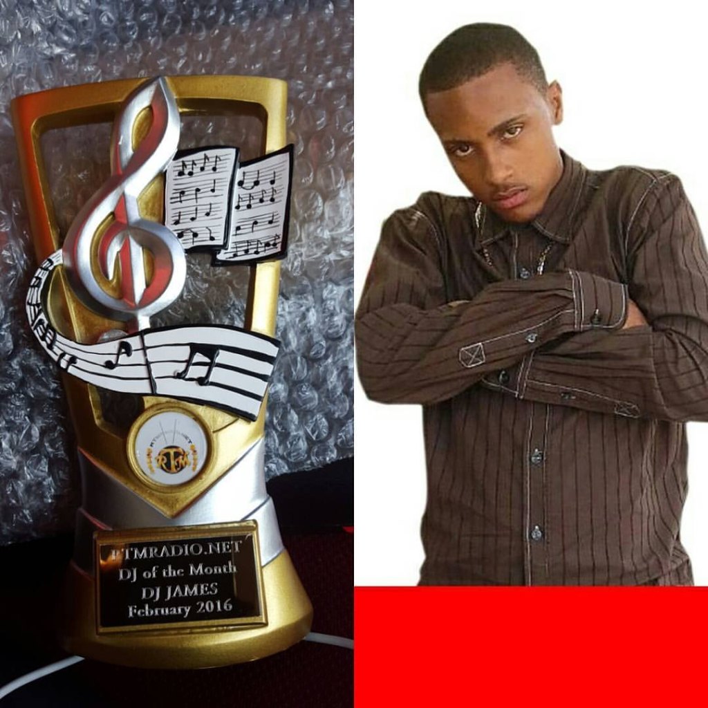 DJ James with his RTMRADIO.NET DJ of the Month trophy, February 2016