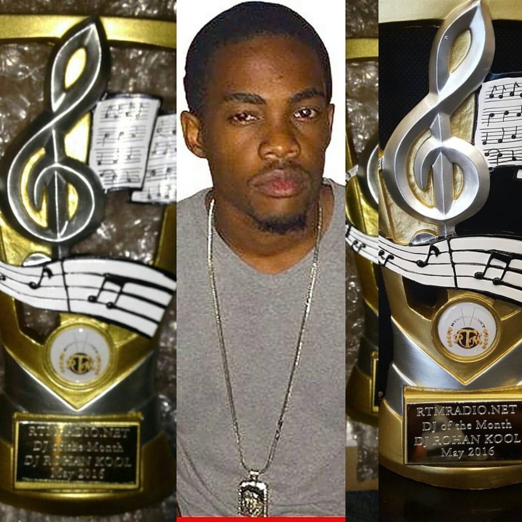 DJ Rohan Kool with his RTMRADIO.NET DJ of the Month trophy, May 2016